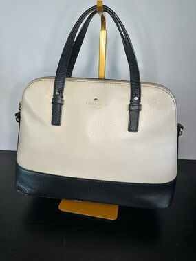 kate spade Cream and Black Leather Dome Satchel